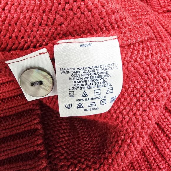 Lands End Cardigan Sweater M 10-12 Womens Rust Button Front Pockets Chunky Knit - Picture 8 of 10